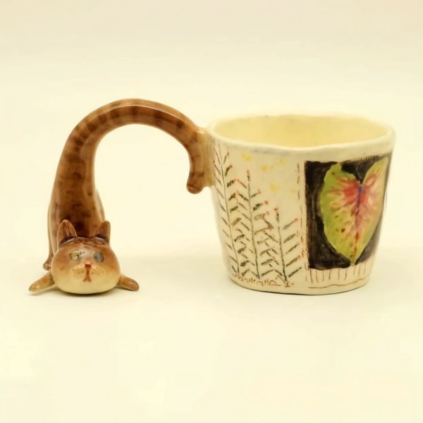 Handmade Ceramic Pet Mug For Double-Eye Cat