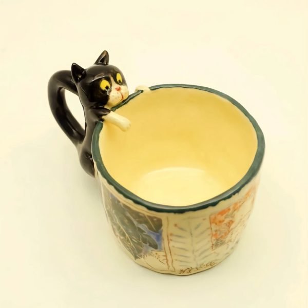 Handmade Ceramic Pet Mug For Midnight Cat