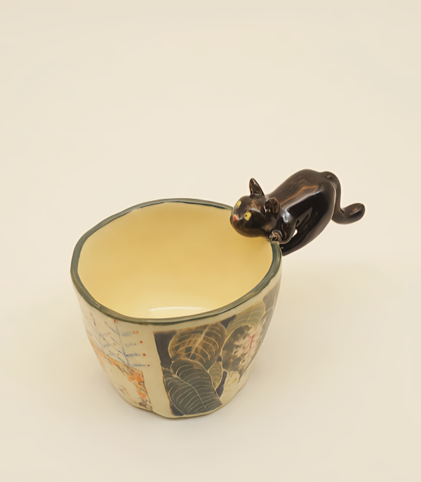 Handmade Ceramic Pet Mug For Black Cat