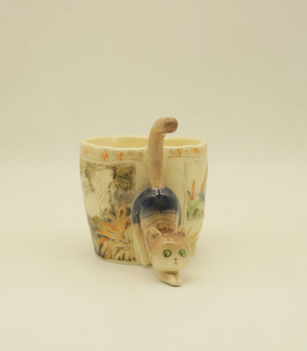 Handmade Ceramic Pet Mug For Green-Eyes Cat